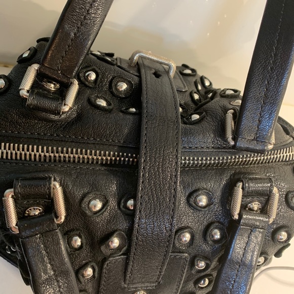 Belstaff Cross Body Black Leather Grommet Handbag CrossBody or Tote! - Picture 6 of 16